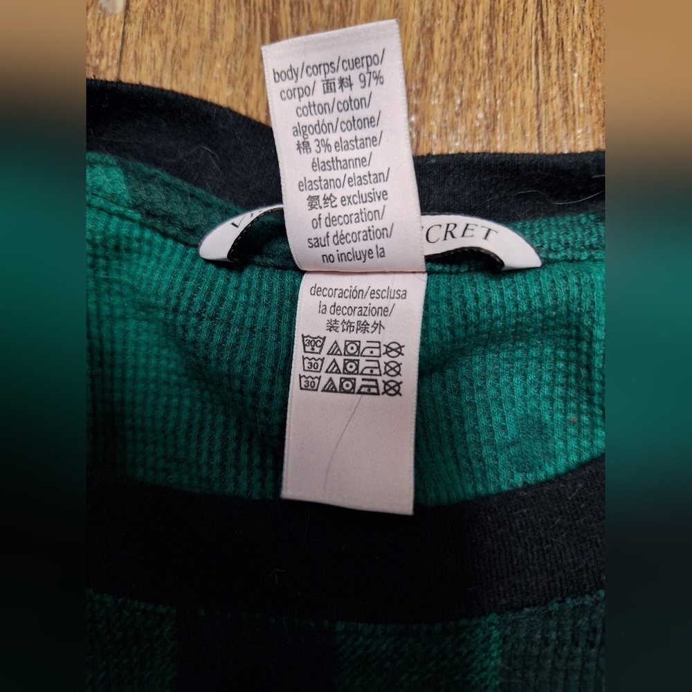 Victoria's Secret Thermal Green Plaid Nightshirt/Nightgown- Size XL - Picture 7 of 8
